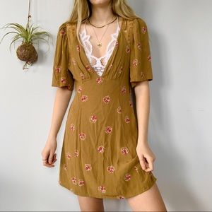 Free People floral v neck backless mini dress
